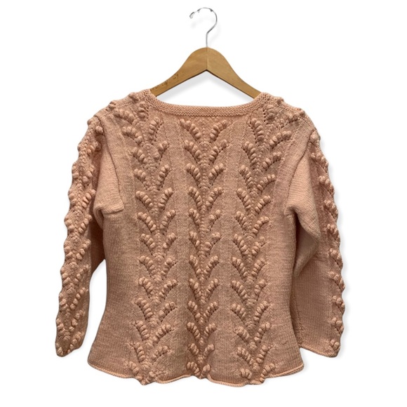 Vintage Knit Pom Pom Light Pink Sweater - Picture 4 of 14